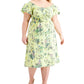 INC International Concepts Women's Raina Cotton Midi Dress Green Size 2X