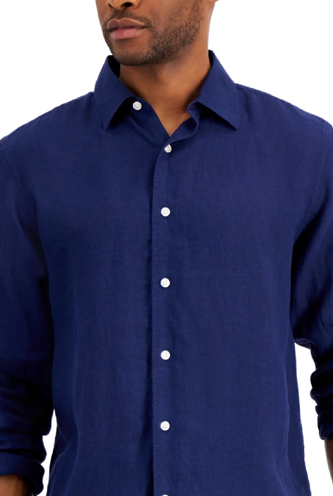 Club Room Men's Linen Shirt Blue Size Medium