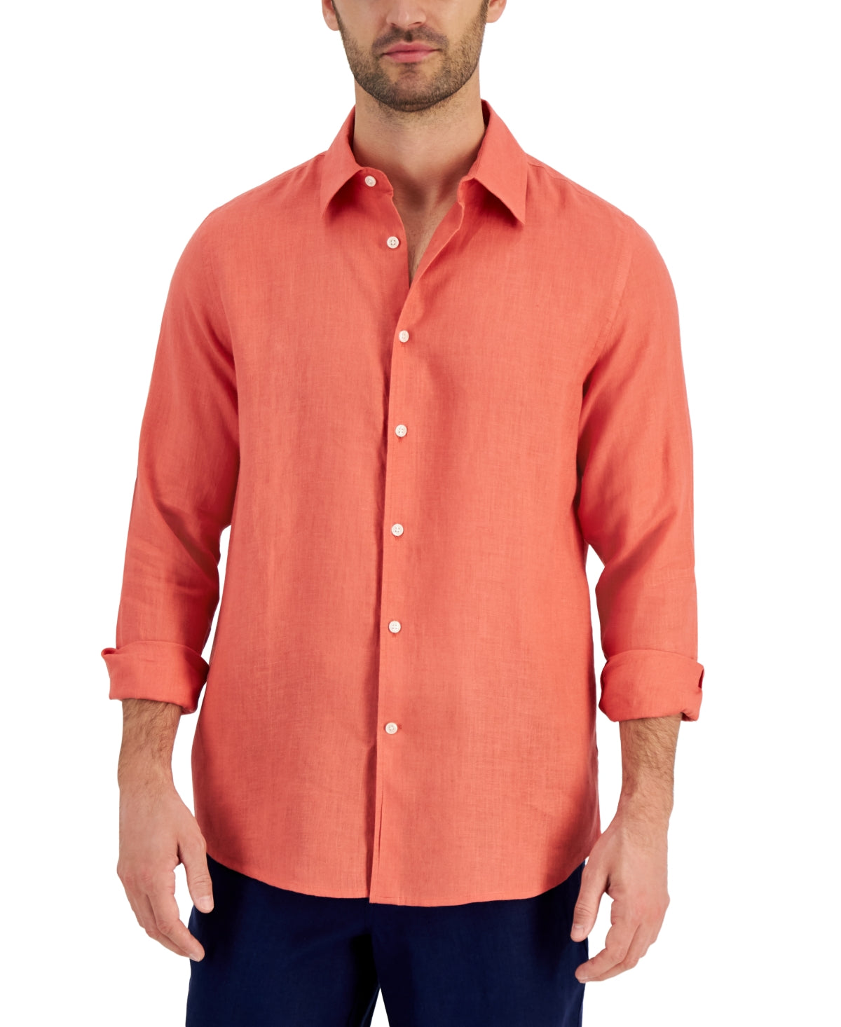 Club Room Men's Linen Shirt Orange