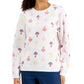 Karen Scott Women's Printed Fleece Top White Size Large