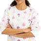 Karen Scott Women's Printed Fleece Top White Size Large