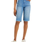 Style & Co Women's Mid Rise Raw Hem Bermuda Shorts Blue Size 10 Petite