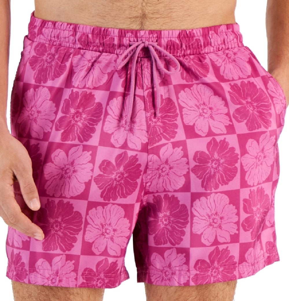 INC International Concepts Men's Blooms 5 Board Shorts Pink Size Large