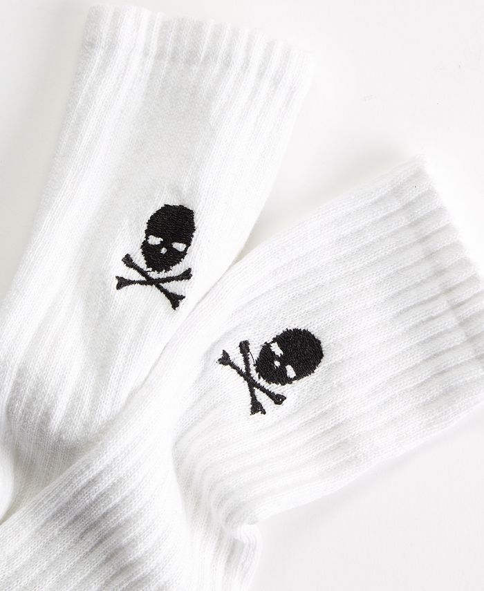 Club Room Men's 8pk Skull and Crossbones Socks White Size 10-13