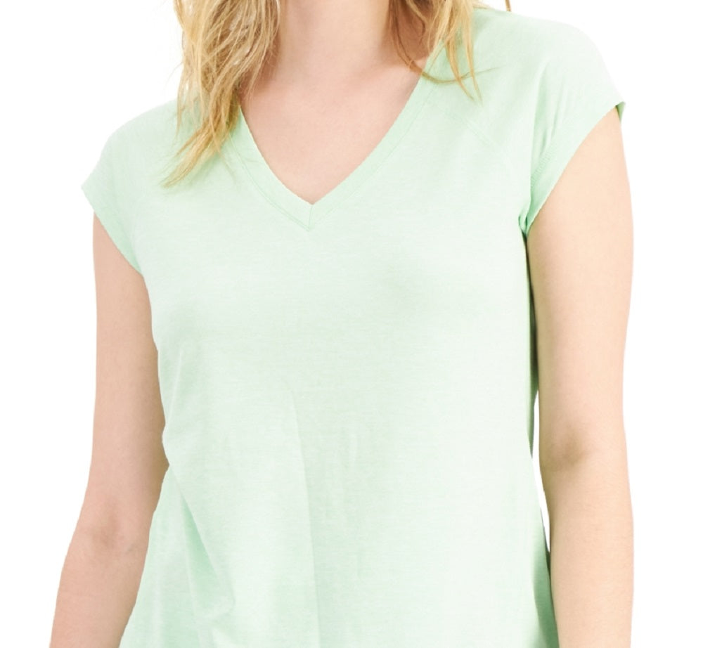आईडी आइडियोलॉजी वीमेंस एसेंशियल्स रैपिड्री हेदर्ड परफॉरमेंस टी-शर्ट ग्रीन साइज़ स्मॉल