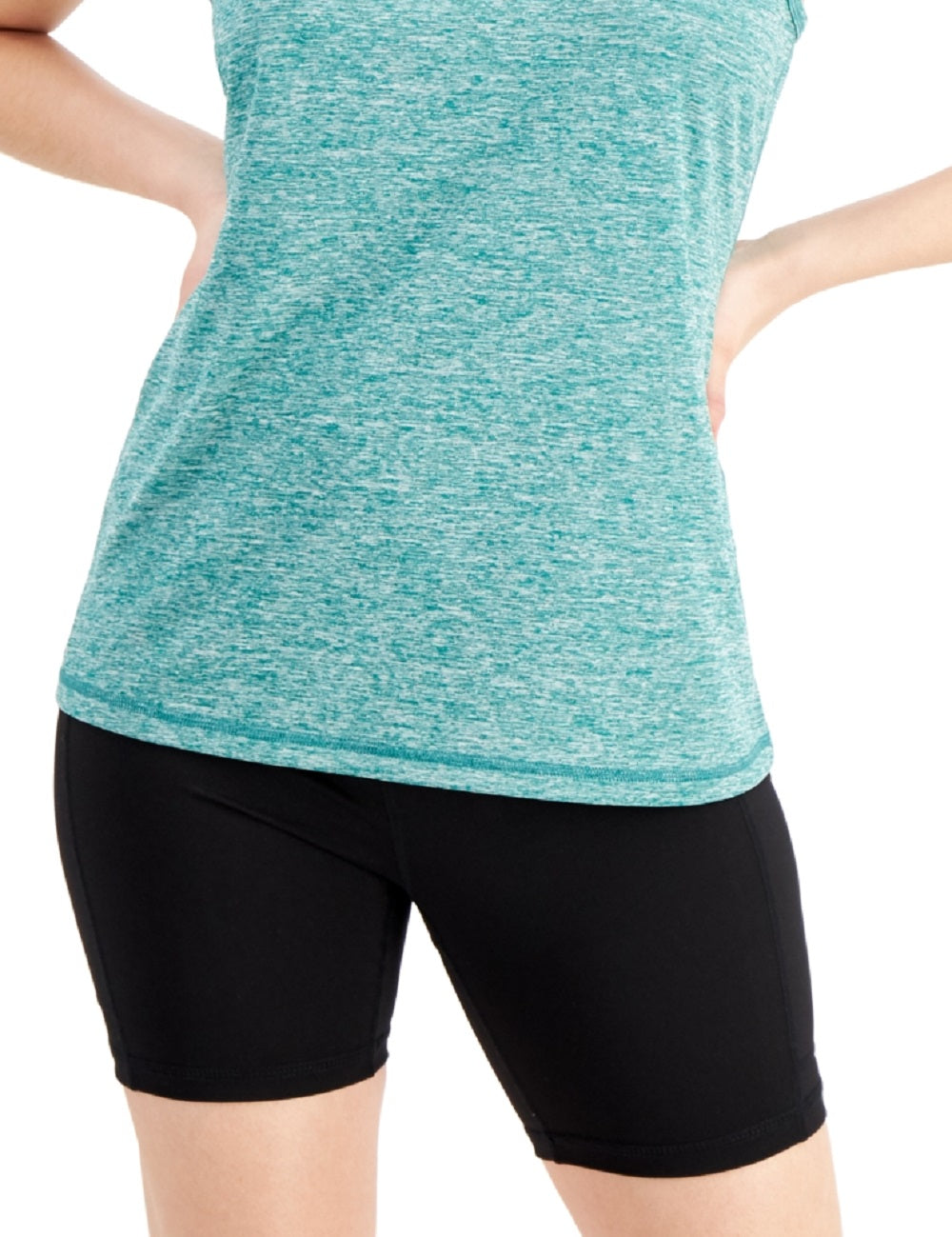 ID Ideology Women's Essentials Heathered Keyhole Back Tank Top Green Size Medium