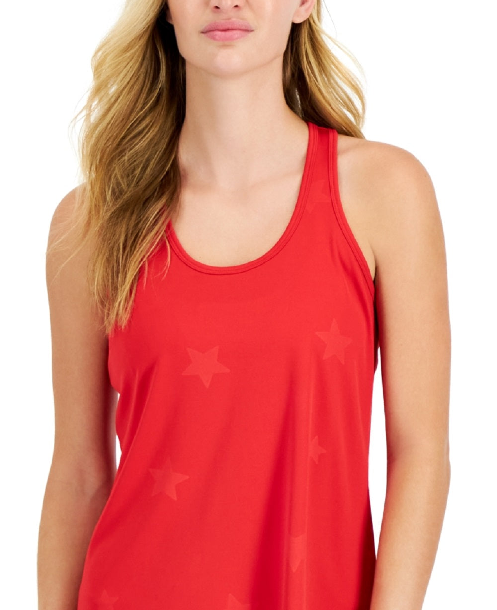 ID Ideology Women's Embossed Star Racerback Tank Red Size Small
