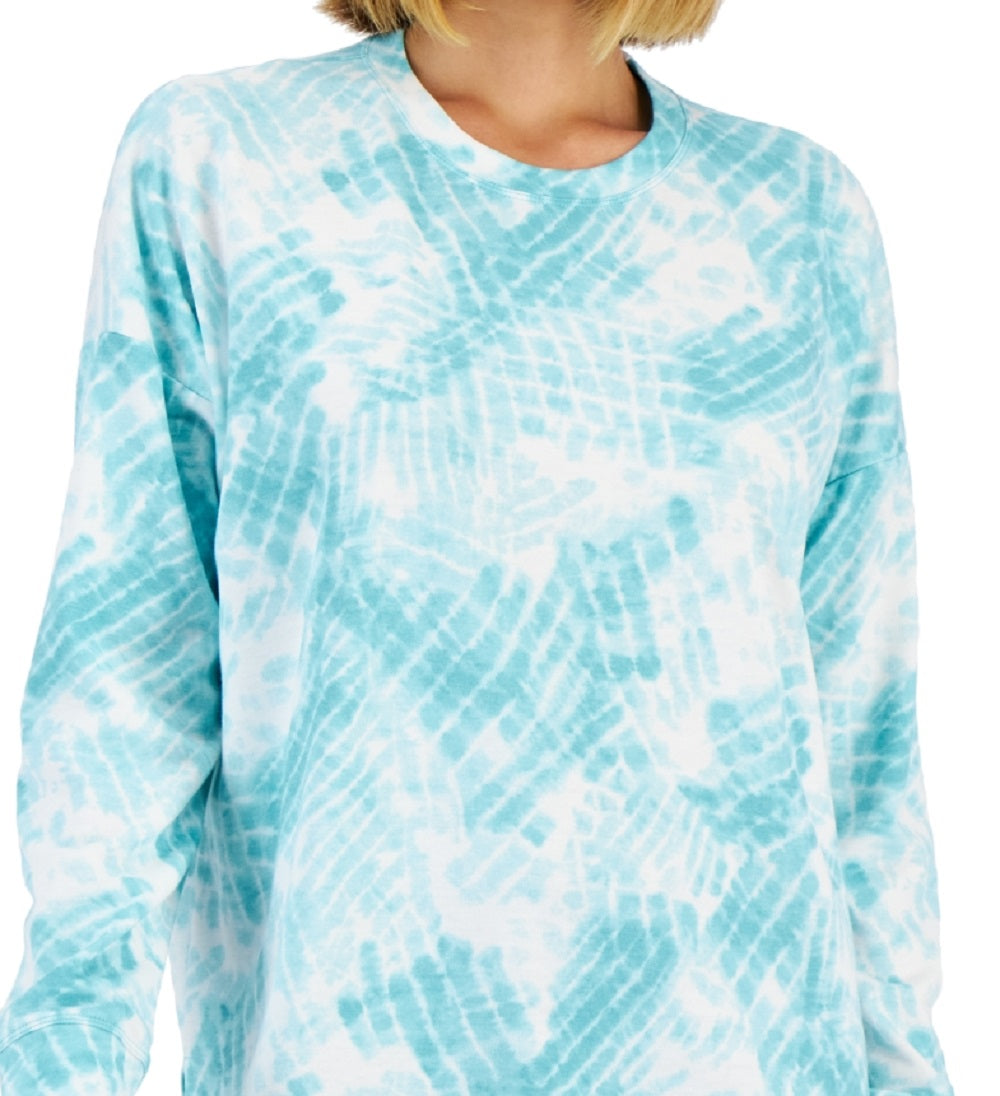 ID Ideology Women's Dye Slit Crewneck Top Blue Size Large