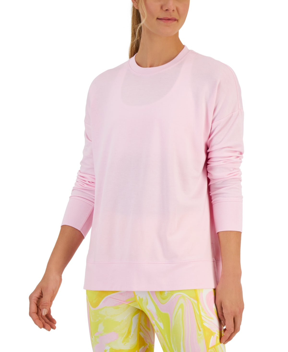 ID Ideology Women's Active Solid Crewneck Top Pink Size Small