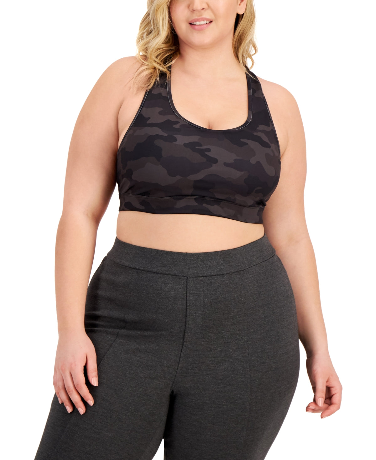 ID Ideology Women's Camo Print Medium Impact Sports Bra Black Size 3X