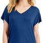 INC International Concepts Women's V Neck T-Shirt Blue Size Small