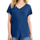 INC International Concepts Women's V Neck T-Shirt Blue Size Small