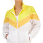 ID Ideology Women's Chevron Striped Windbreaker Yellow Size Medium