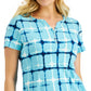 Karen Scott Women's Firecracker Printed Henley Top Blue Size Small