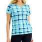 Karen Scott Women's Firecracker Printed Henley Top Blue Size Small