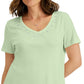 Karen Scott Women's Cotton Studded V Neck Top Green Size Large