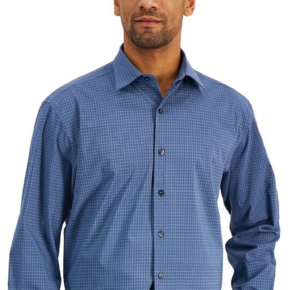 Alfani Men's Regular Fit Traveler Stretch Dress Shirt Blue Size 32X33