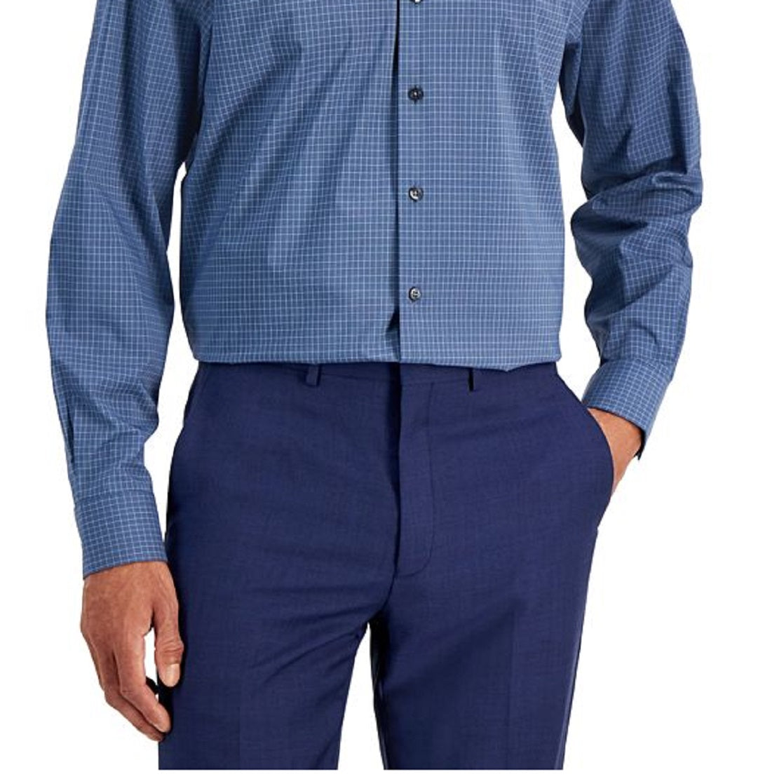Alfani Men's Regular Fit Traveler Stretch Dress Shirt Blue Size 32X33