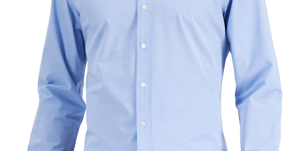 Club Room Men's Slim Fit Collar Button Down Shirt Blue Size Large