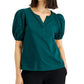 Alfani Women's Eyelet Puff Sleeve Top Green Size Petite X-Large