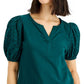 Alfani Women's Eyelet Puff Sleeve Top Green Size Petite X-Large