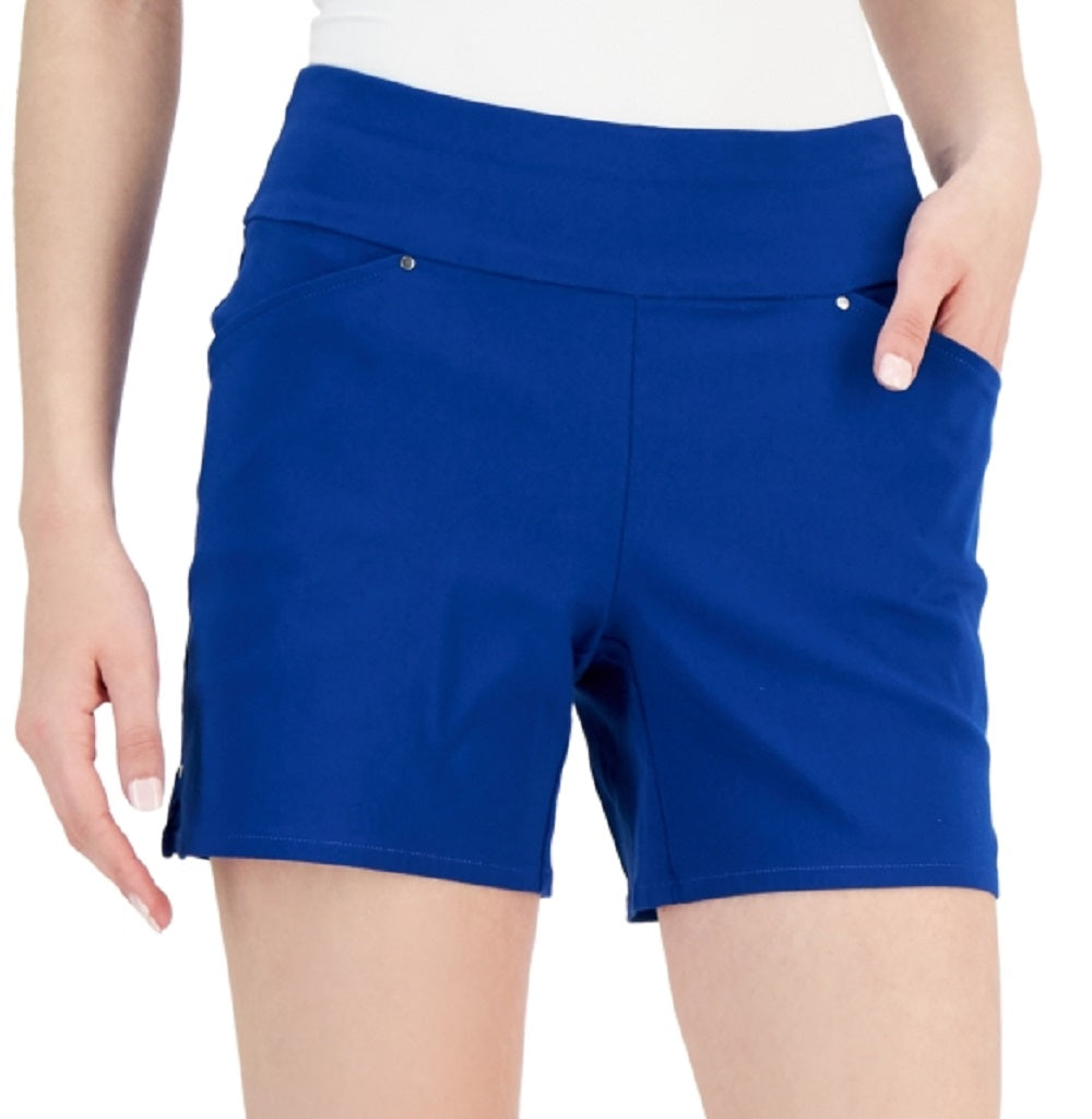 INC International Concepts Women's Mid Rise Pull On Shorts Blue Size 8