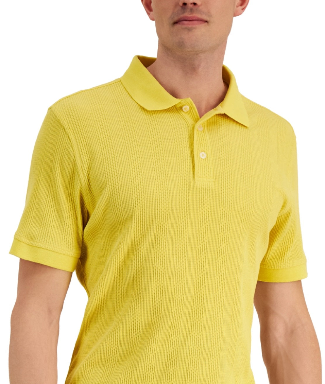 Alfani Men's Stretch Textured Stripe Jacquard Polo Shirt Yellow Size X-Large