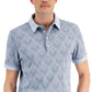 Alfani Men's Hall Geo Jacquard Polo Shirt Blue Size Large
