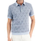 Alfani Men's Hall Geo Jacquard Polo Shirt Blue Size Large