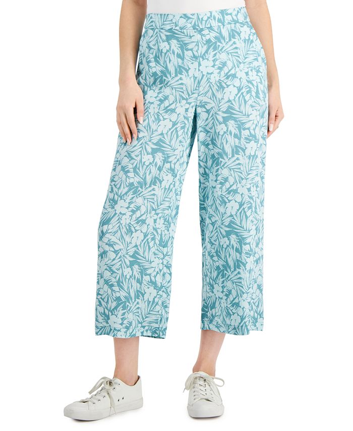 Charter Club Women's Wide Leg Crop Pants Green Size Petite X-Large
