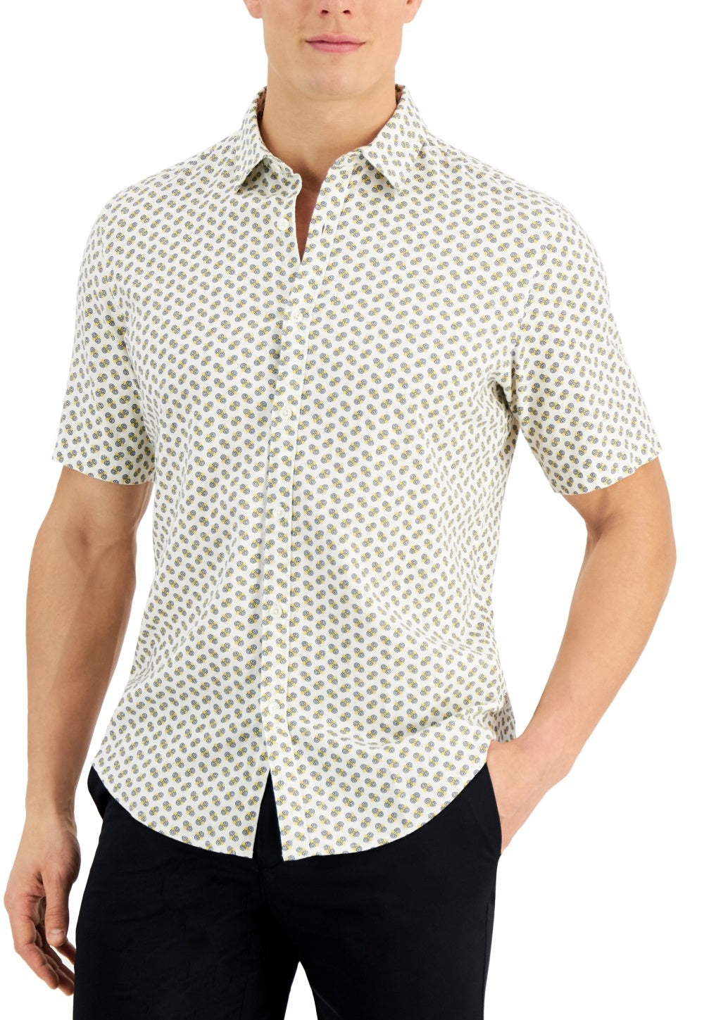 Alfani Men's Geometric PrinT-Shirt White Size Small