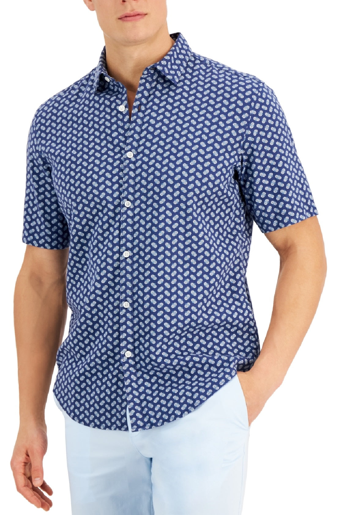 Alfani Men's Geometric PrinT-Shirt Blue Size Small