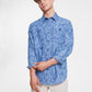Sun + Stone Men's Paisley Long Sleeve Button up Shirt Blue Size Medium