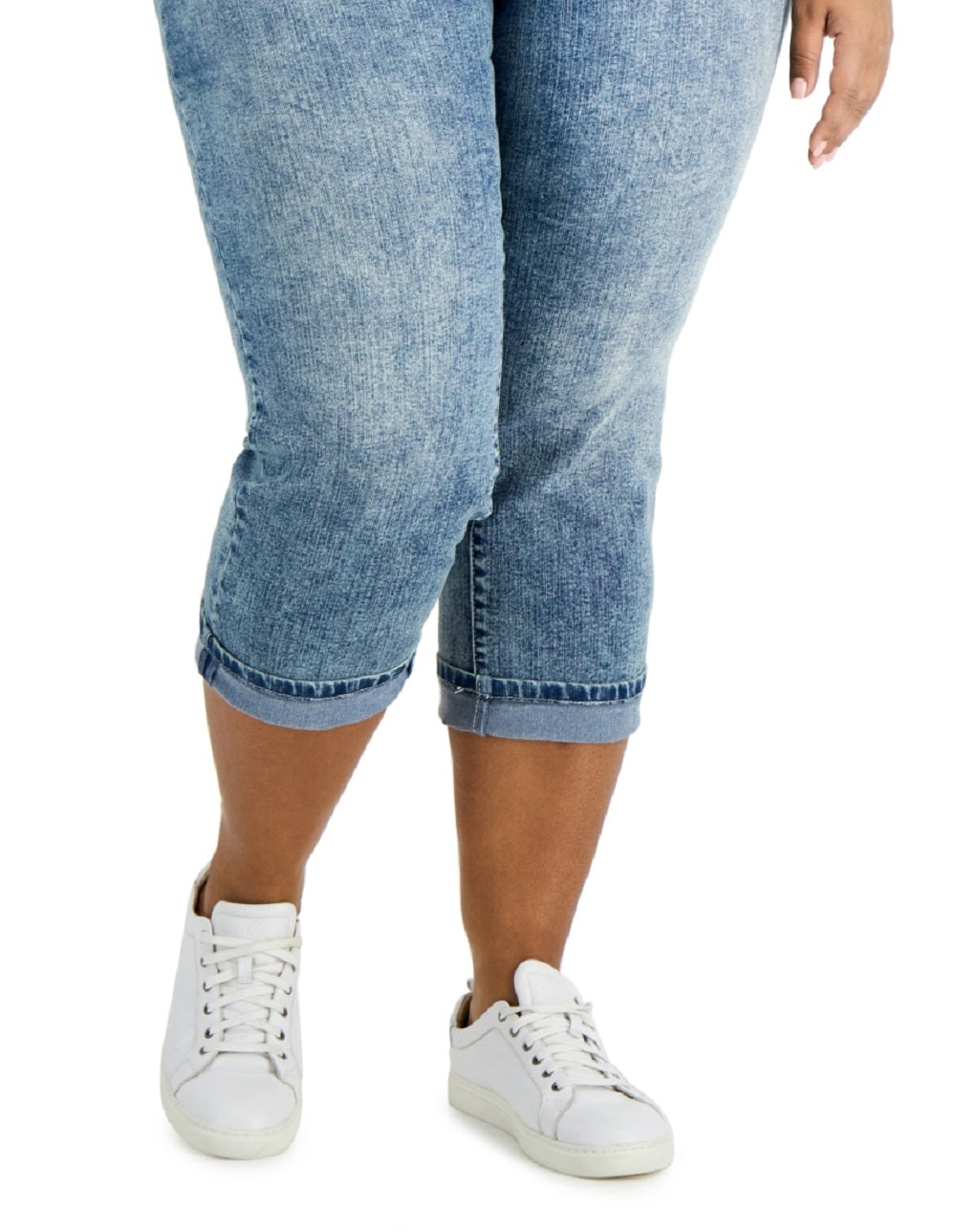 Style & Co Women's Roll Cuff Capri Pants Blue Size 14W