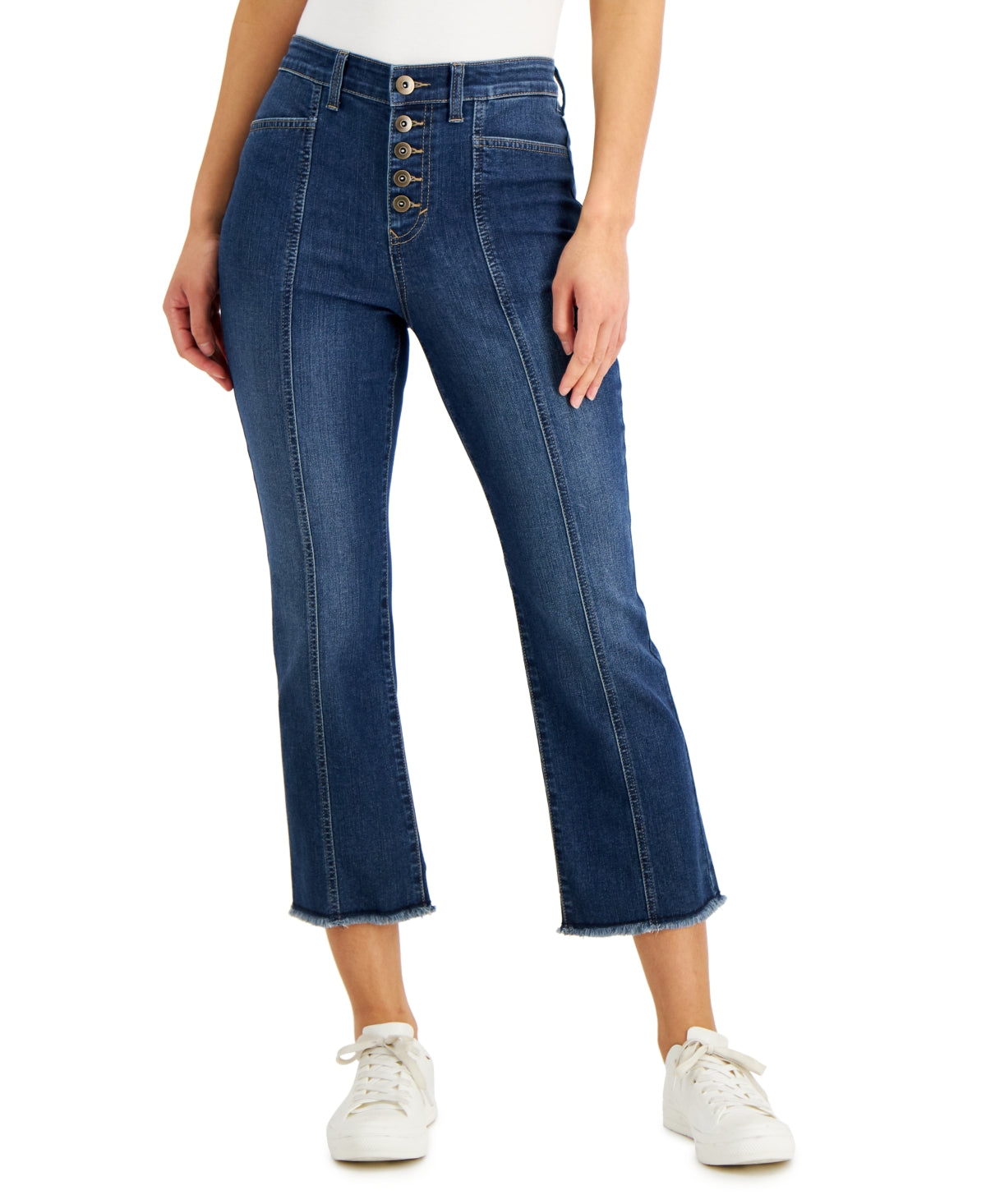 Style & Co Women's Button Fly Cropped Jeans Blue Size 12