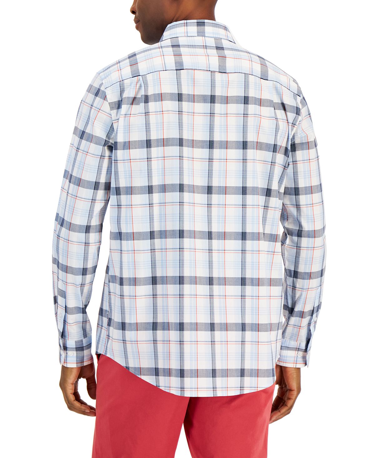 Club Room Men's Regular Fit Plaid Poplin Shirt White Size Small