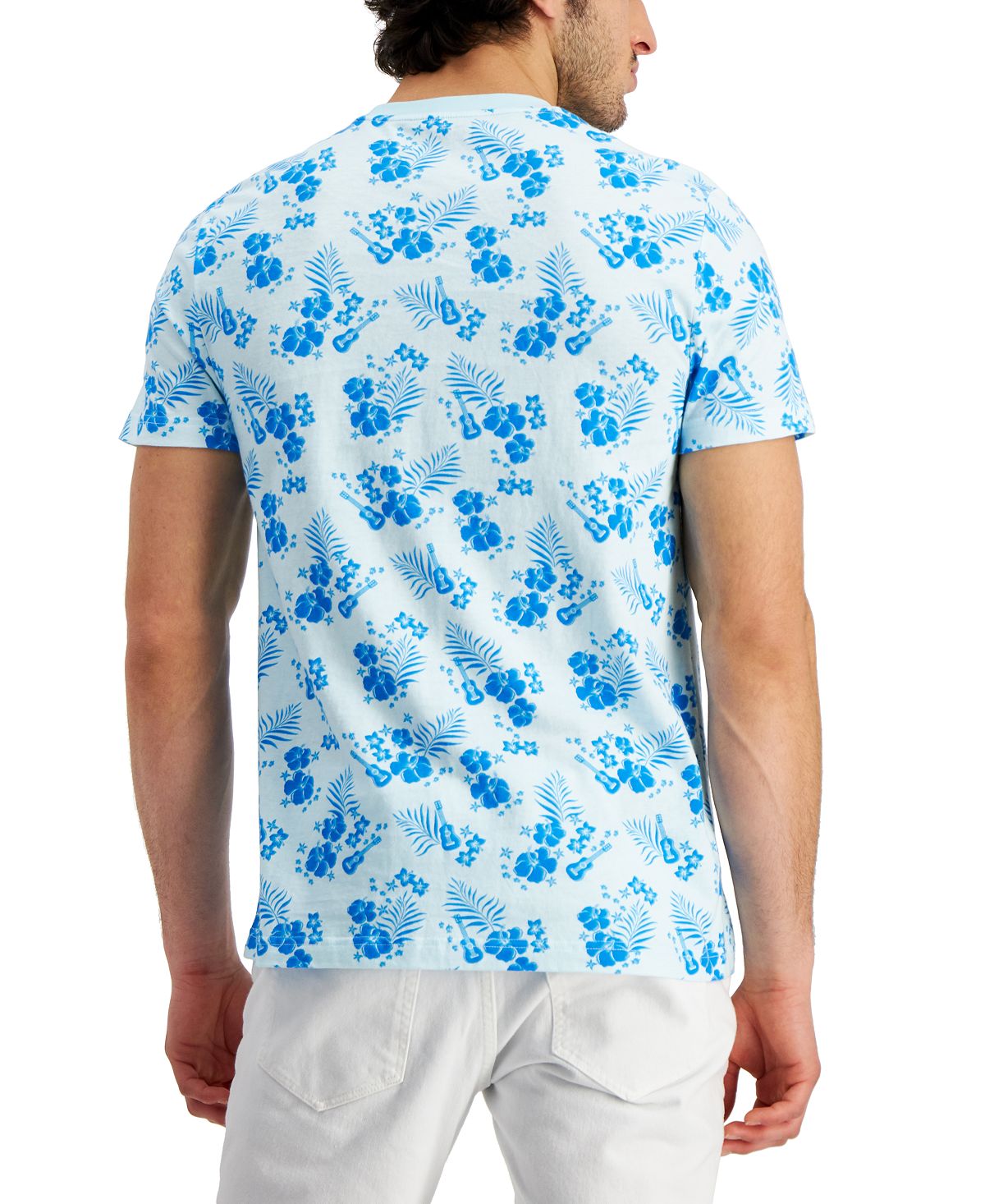 Club Room Men's Tropical Graphic T-Shirt Blue Size XX-Large
