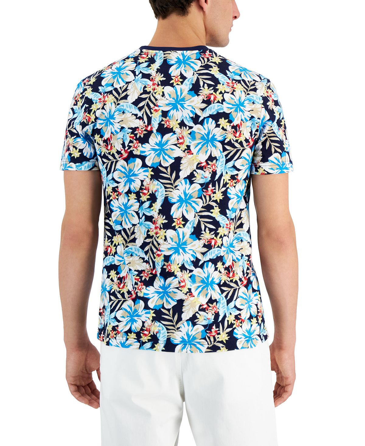 Club Room Men's Floral Graphic T-Shirt Blue Size Small