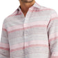 Club Room Men's Regular Fit Stripe Linen Shirt Pink Size Medium