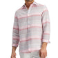 Club Room Men's Regular Fit Stripe Linen Shirt Pink Size Large