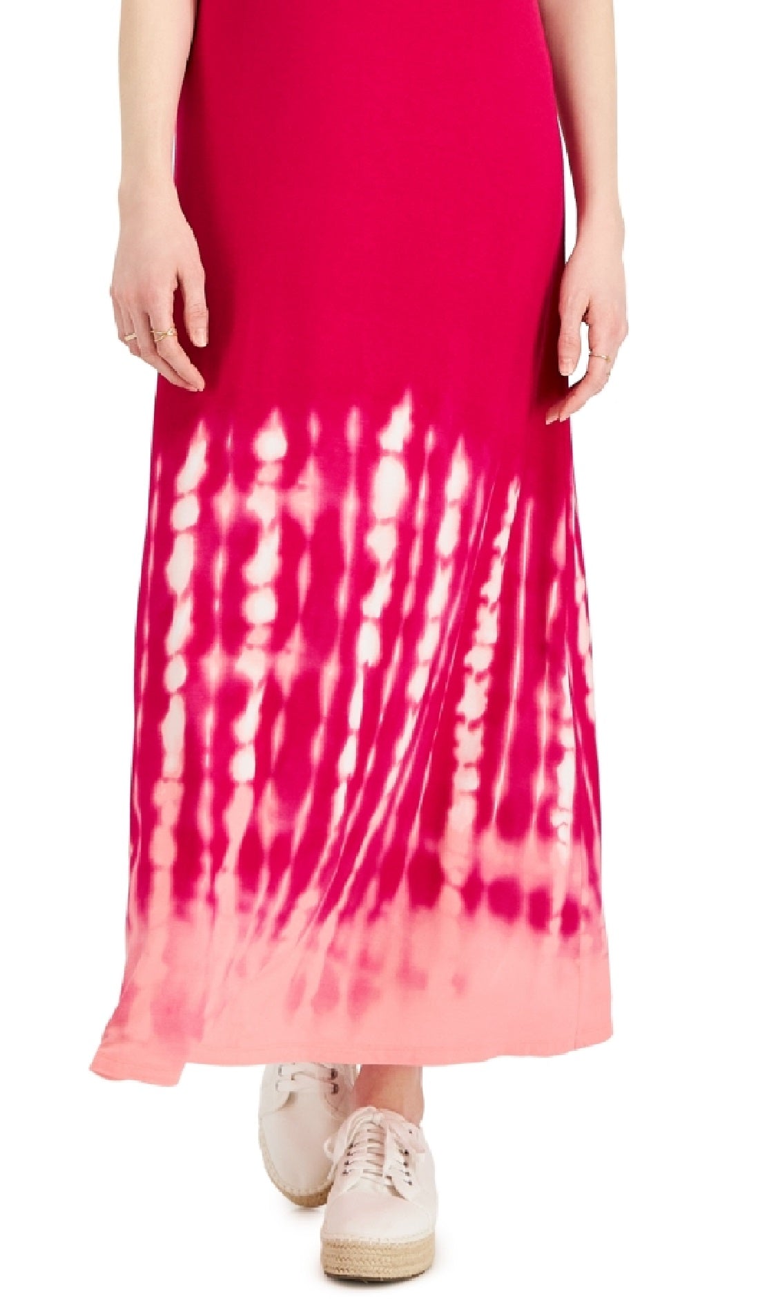 Style & Co Women's Tie Dyed Sleeveless Maxi Dress Pink Size X-Large