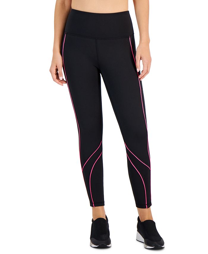 ID Ideology Women's Contrast Piping 7/8 Leggings Black Size Large
