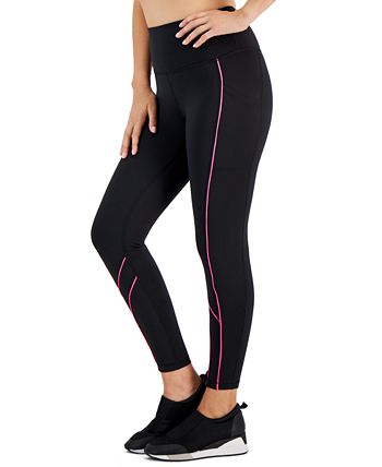 ID Ideology Women's Contrast Piping 7/8 Leggings Black Size Large