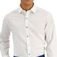 Bar III Men's Slim Fit Colored Buttons Dress Shirt White Size Small