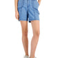 Style & Co Women's Chambray Topstitched Shorts Blue Size 10Petite