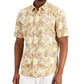 Alfani Men's Barello Leaf Knit Back Short Sleeve Shirt Yellow Size Small