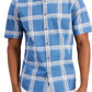 Alfani Men's Rolo Plaid PrinT-Shirt Blue Size Small