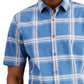 Alfani Men's Rolo Plaid PrinT-Shirt Blue Size Small