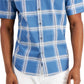 Alfani Men's Rolo Plaid PrinT-Shirt Blue Size Small