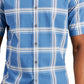 Alfani Men's Rolo Plaid PrinT-Shirt Blue Size Medium